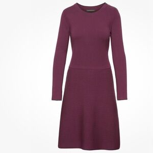 Women’s Maroon Red Fit & Flare Sweater Dress Banana Republic Small S Buttons NWT
